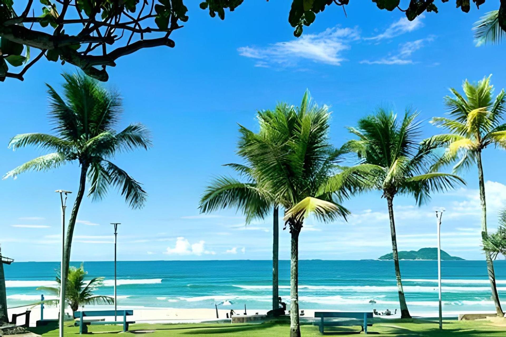 25C - Pe Na Areia Da Praia Do Tombo + Roupas De Cama + Vivo Fibra Guarujá Kültér fotó